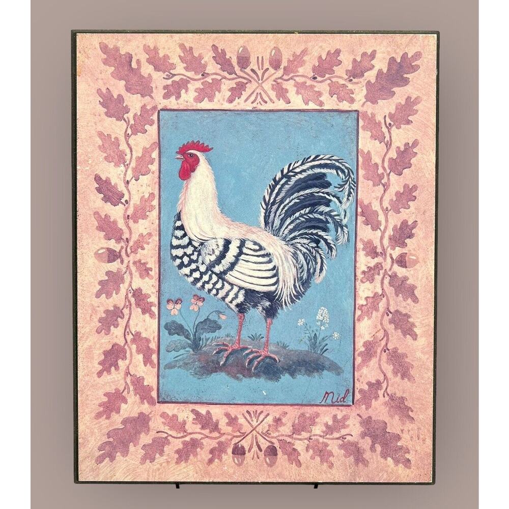 Rooster Wall Decor M Gordan Art Print Plaque Farmhouse Country Style Portrait